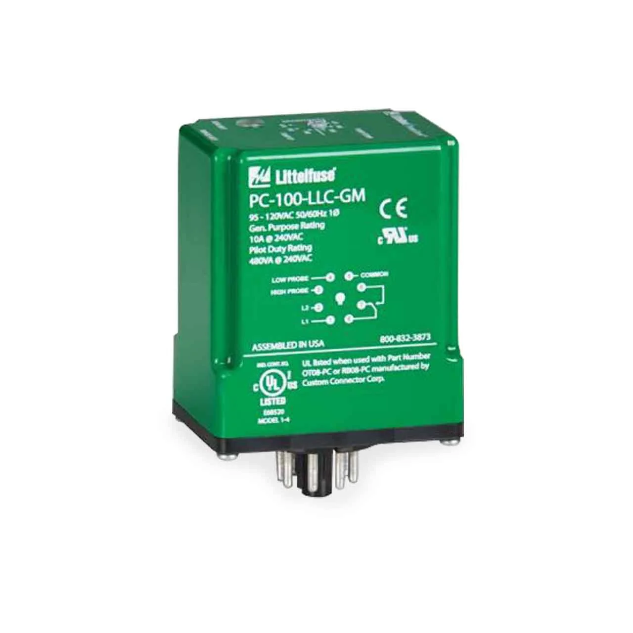 Littelfuse/Symcom - Littelfuse Model PC-100-LLC-CZ Liquid Level Control Relay 95-120V 8-Pin Plug-In #MSRPC100LLCCZ